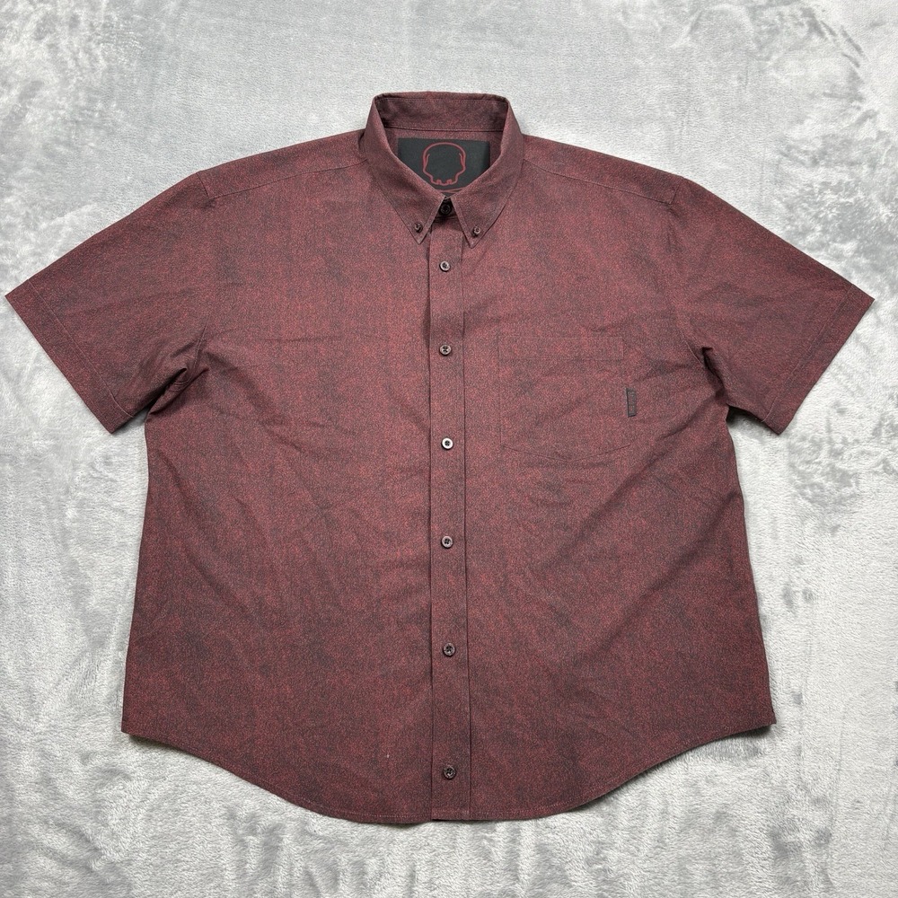 The Drive Clothing Men's XL Burgundy Red Textured Short Sleeve Button Up Shirt